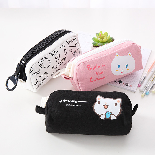 Korean Stationery Pencil Case With Big Zipper Cute Pencil Pouch Large  Capacity Pen Bag For Student School Office Supplies - Pencil Bags -  AliExpress